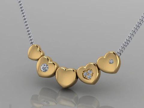 JEWELRY Necklace Pendants - 5 types of hearts Printable STL 3D Print Model