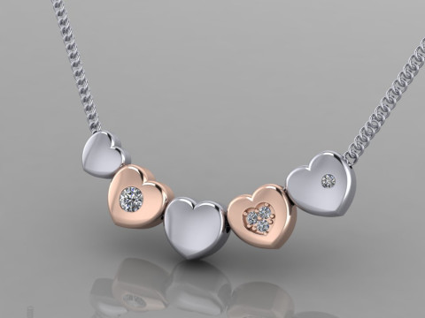 MÜCEVHER Kolye Kolye - 5 çeşit kalp Yazdırılabilir STL 3D Baskı Modeli