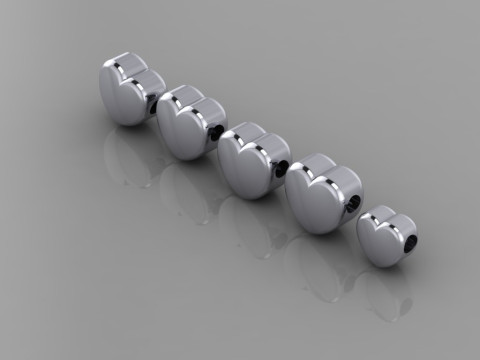 MÜCEVHER Kolye Kolye - 5 çeşit kalp Yazdırılabilir STL 3D Baskı Modeli