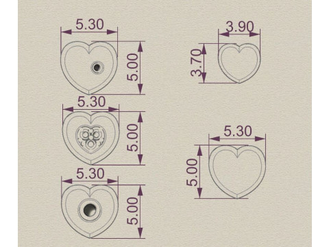 MÜCEVHER Kolye Kolye - 5 çeşit kalp Yazdırılabilir STL 3D Baskı Modeli