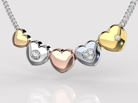 MÜCEVHER Kolye Kolye - 5 çeşit kalp Yazdırılabilir STL 3D Baskı Modeli