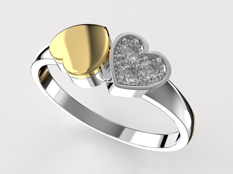 Jewelry engagement ring two hearts Printable STL 3D प्रिंट मॉडल