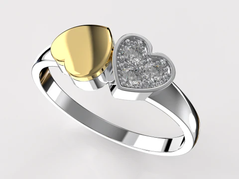 Jewelry engagement ring two hearts Printable STL 3D Print Model