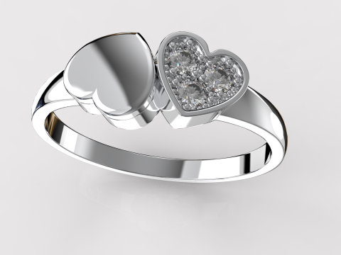 Jewelry engagement ring two hearts Printable STL 3D प्रिंट मॉडल