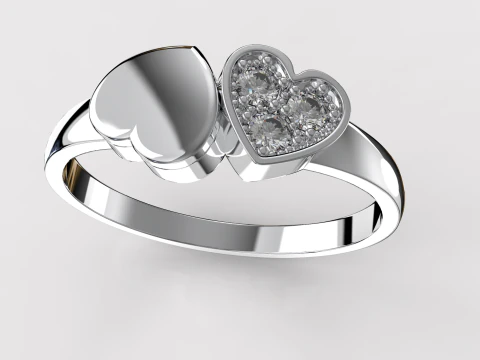 Jewelry engagement ring two hearts Printable STL 3D Print Model