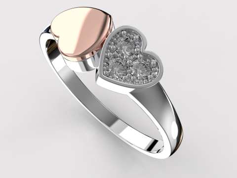 Jewelry engagement ring two hearts Printable STL 3D प्रिंट मॉडल