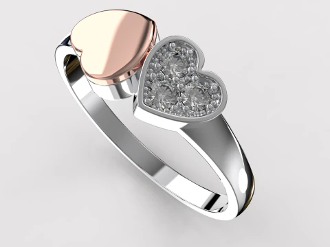 Jewelry engagement ring two hearts Printable STL 3D Print Model
