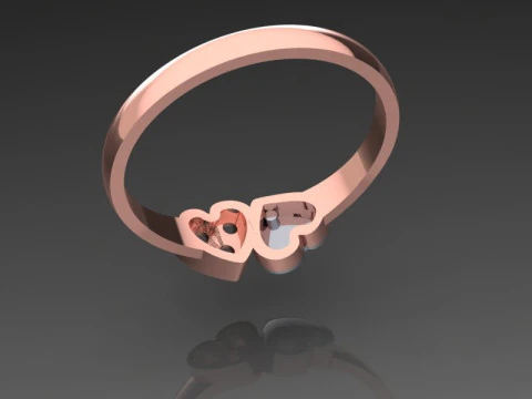 Jewelry engagement ring two hearts Printable STL 3D Print Model