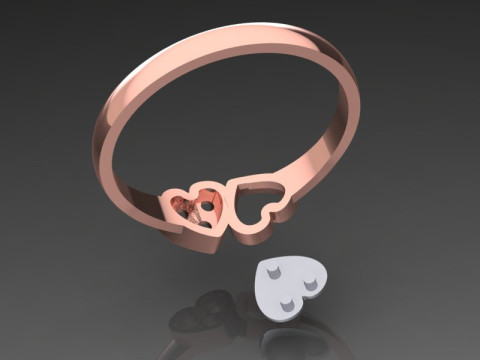 Jewelry engagement ring two hearts Printable STL 3D प्रिंट मॉडल