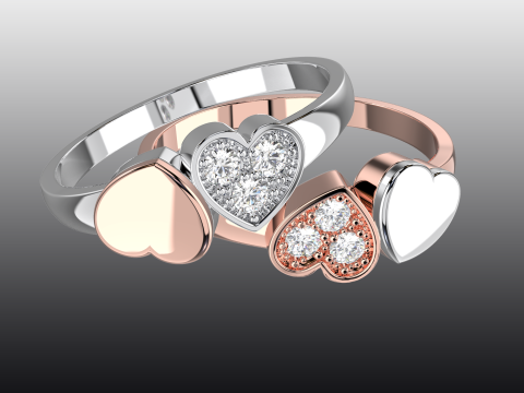 Jewelry engagement ring two hearts Printable STL 3D प्रिंट मॉडल