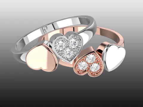 Jewelry engagement ring two hearts Printable STL 3D Print Model