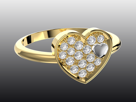Jewelry engagement ring Heart in heart Printable STL Model do druku 3D