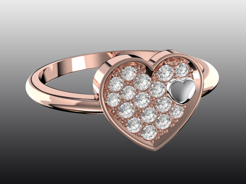 Jewelry engagement ring Heart in heart Printable STL Model do druku 3D
