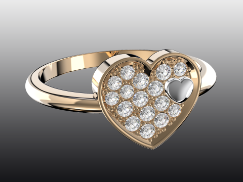 Jewelry engagement ring Heart in heart Printable STL Model do druku 3D