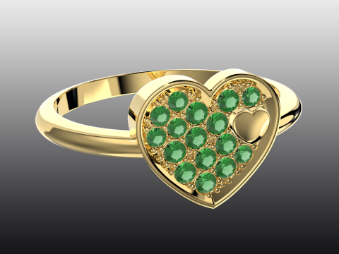 Jewelry engagement ring Heart in heart Printable STL Model do druku 3D