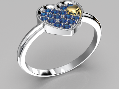 Jewelry engagement ring Heart in heart Printable STL Model do druku 3D