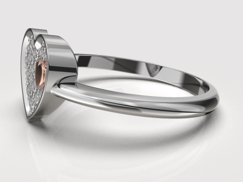 Jewelry engagement ring Heart in heart Printable STL Model do druku 3D