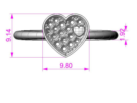 Jewelry engagement ring Heart in heart Printable STL Model do druku 3D