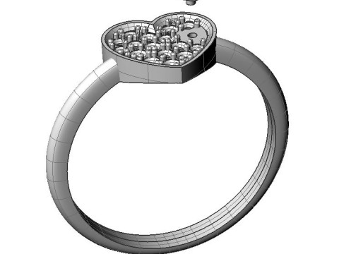 Jewelry engagement ring Heart in heart Printable STL Model do druku 3D