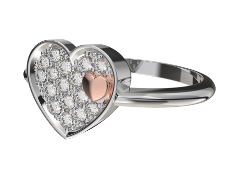 Jewelry engagement ring Heart in heart Printable STL Model do druku 3D
