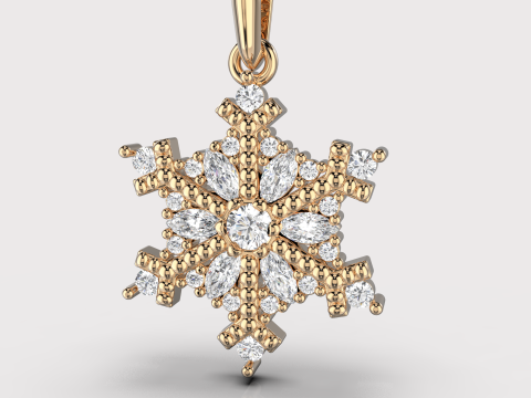 JEWELRY Pendant The Snow Queen Flake- Printable STL Modello di stampa 3D