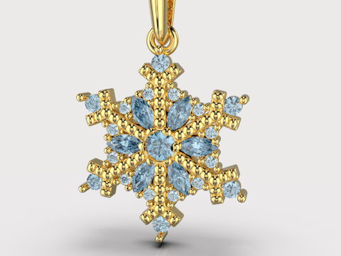 JEWELRY Pendant The Snow Queen Flake- Printable STL Modello di stampa 3D