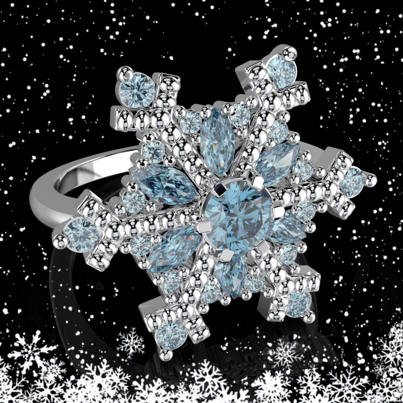 JEWELRY Ring The Snow Queen Snowflake- Printable STL 3D 打印模型 .c4d .max .obj .3ds .fbx .stl .blend