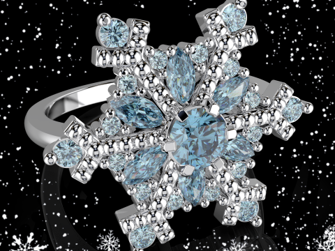JEWELRY Ring The Snow Queen Snowflake- Printable STL 3Dプリントモデル