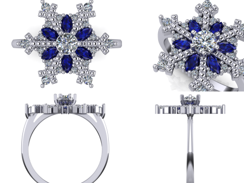 JEWELRY Ring The Snow Queen Snowflake- Printable STL 3D 打印模型