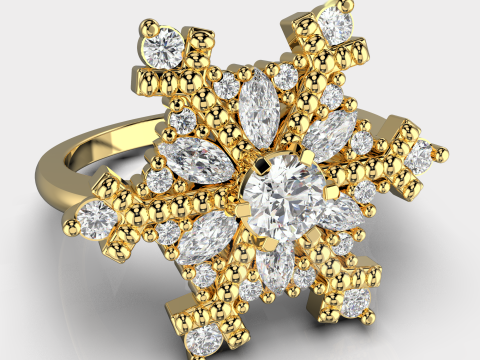 JEWELRY Ring The Snow Queen Snowflake- Printable STL 3D 打印模型