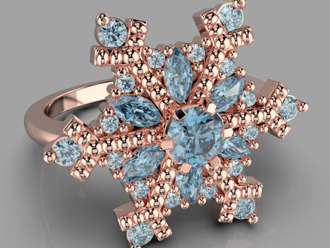 JEWELRY Ring The Snow Queen Snowflake- Printable STL 3D 打印模型