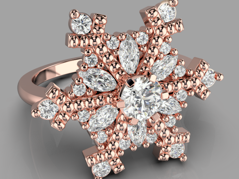 JEWELRY Ring The Snow Queen Snowflake- Printable STL 3D 打印模型