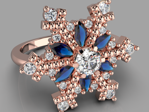 JEWELRY Ring The Snow Queen Snowflake- Printable STL 3D 打印模型