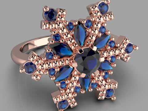 JEWELRY Ring The Snow Queen Snowflake- Printable STL 3D 打印模型