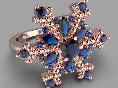 JEWELRY Ring The Snow Queen Snowflake- Printable STL 3D Print Model
