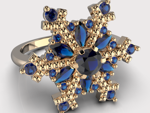 JEWELRY Ring The Snow Queen Snowflake- Printable STL 3D 打印模型