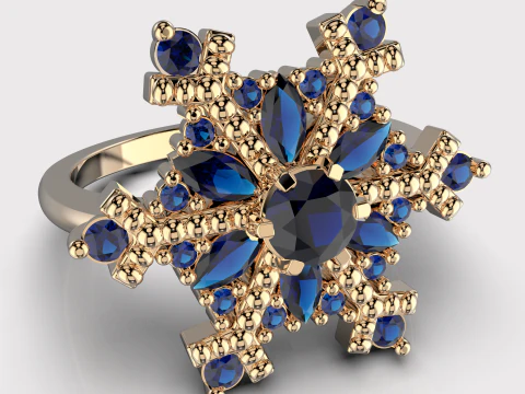 JEWELRY Ring The Snow Queen Snowflake- Printable STL 3D Print Model