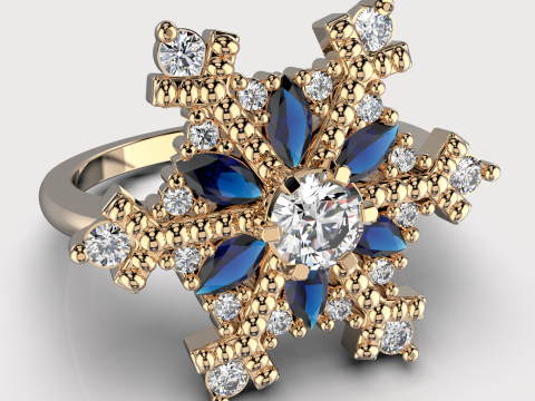 JEWELRY Ring The Snow Queen Snowflake- Printable STL 3D 打印模型