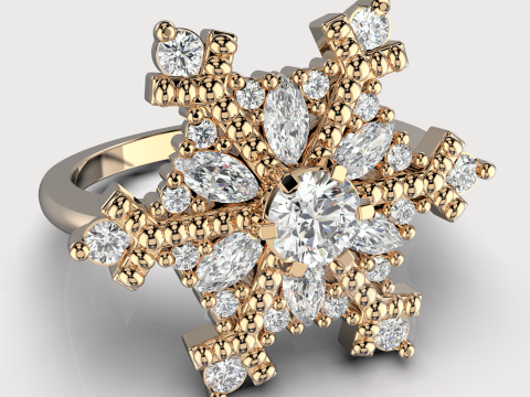 JEWELRY Ring The Snow Queen Snowflake- Printable STL 3D 打印模型
