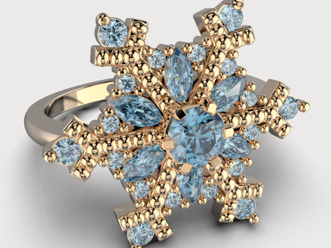 JEWELRY Ring The Snow Queen Snowflake- Printable STL 3D 打印模型