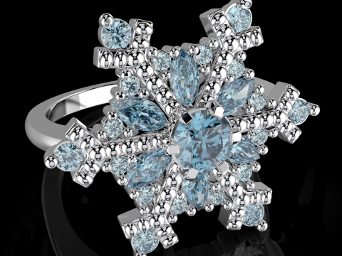 JEWELRY Ring The Snow Queen Snowflake- Printable STL 3D 打印模型