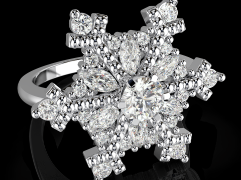 JEWELRY Ring The Snow Queen Snowflake- Printable STL 3D 打印模型