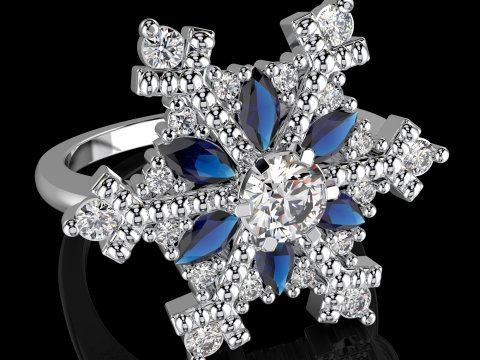 JEWELRY Ring The Snow Queen Snowflake- Printable STL 3D 打印模型