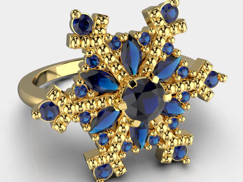 JEWELRY Ring The Snow Queen Snowflake- Printable STL 3D Print Model