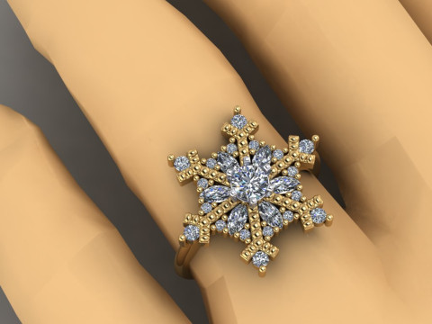JEWELRY Ring The Snow Queen Snowflake- Printable STL 3D 打印模型