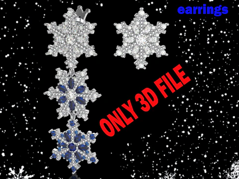 УКРАШЕНИЯ Серьги Снежная Королева снежинка- Версия для печати STL 3D Принт Модель