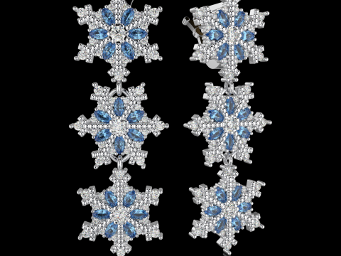 JEWELRY Earring The Snow Queen snowflake- Printable STL 3D Принт Модель