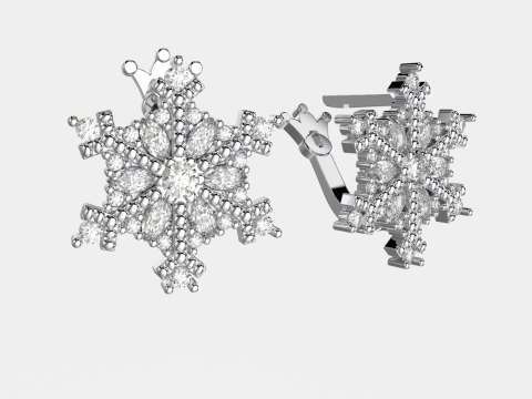 JEWELRY Earring The Snow Queen snowflake- Printable STL 3D Принт Модель