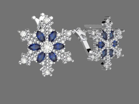 JEWELRY Earring The Snow Queen snowflake- Printable STL 3D Принт Модель