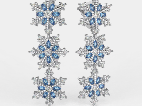 JEWELRY Earring The Snow Queen snowflake- Printable STL 3D Принт Модель
